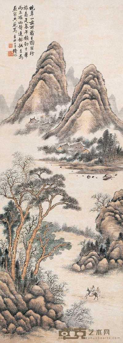 陆恢 行旅图 立轴 106.5×39cm